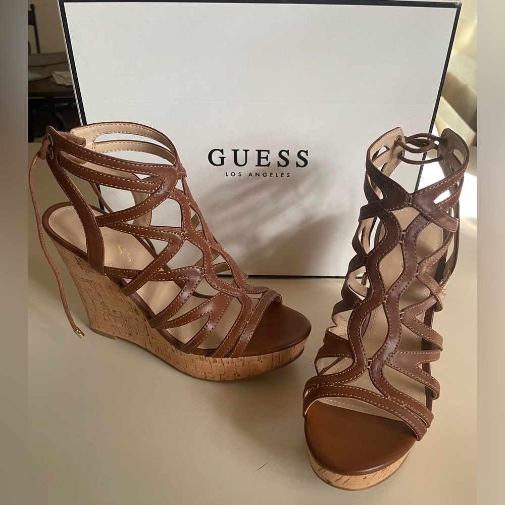 Guess Brown Wedge Sandals